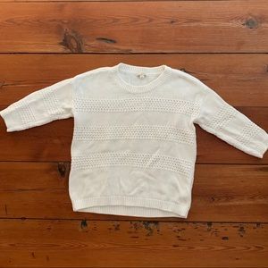 Gap White Crewneck Crochet White Sweater
